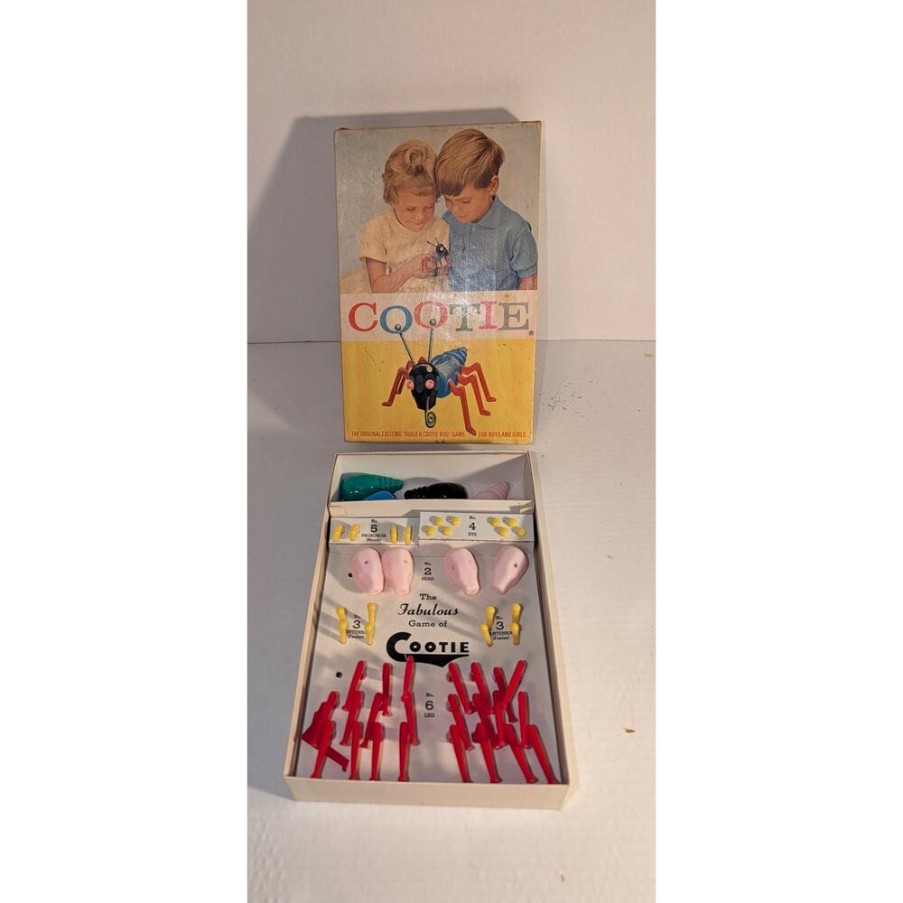 Vintage 1949 Build a Cootie Game Schaper COMPLETE SET, Original Box, #200
